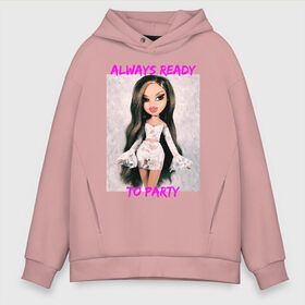 Мужское худи Oversize хлопок с принтом Bratz Party в Кировске, френч-терри — 70% хлопок, 30% полиэстер. Мягкий теплый начес внутри —100% хлопок | боковые карманы, эластичные манжеты и нижняя кромка, капюшон на магнитной кнопке | bratz | bratz party