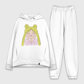 Женский костюм хлопок Oversize с принтом Sailor Moon в Кировске,  |  | face | girl | sailor moon | sailormoon | девочка | лицо | мультяшка | сейлормун | сэйлор мун