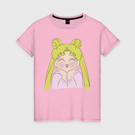 Женская футболка хлопок с принтом Sailor Moon в Кировске, 100% хлопок | прямой крой, круглый вырез горловины, длина до линии бедер, слегка спущенное плечо | face | girl | sailor moon | sailormoon | девочка | лицо | мультяшка | сейлормун | сэйлор мун