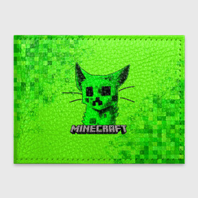 Обложка для студенческого билета с принтом MINECRAFT CREEPER CAT в Кировске, натуральная кожа | Размер: 11*8 см; Печать на всей внешней стороне | creeper | game | minecraft | блоки | игра | квадраты | компьютерная | крипер | криппер | майнкрафт | огонь