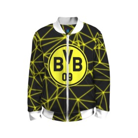 Детский бомбер 3D с принтом BORUSSIA. в Кировске, 100% полиэстер | застегивается на молнию, по бокам два кармана без застежек, мягкие манжеты, по низу бомбера и на воротнике — эластичная резинка | borussia | fc | football | football club | sport | боруссия | боруссия дортмунд | дортмунда | немецкий футбольный клуб | спорт | уефа | униформа | фирменные цвета | фк | футбол | футбольный клуб