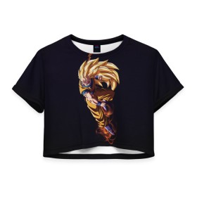 Женская футболка Crop-top 3D с принтом Шар Дракона в Кировске, 100% полиэстер | круглая горловина, длина футболки до линии талии, рукава с отворотами | dragon ball | аниме | веджета | драконий жемчуг | молнии | шар дракона