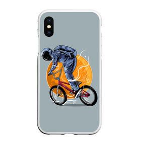 Чехол для iPhone XS Max матовый с принтом Космический велосипедист (Z) в Кировске, Силикон | Область печати: задняя сторона чехла, без боковых панелей | bicycle | bicyclist | bike | biker | bmx | cycle | galaxy | moon | rider | space | stars | байкер | бмх | вело | велогонщик | велосепедист | велосипед | велоспорт | гонщик | космос | луна