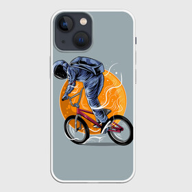 Чехол для iPhone 13 mini с принтом Космический велосипедист (Z) в Кировске,  |  | Тематика изображения на принте: bicycle | bicyclist | bike | biker | bmx | cycle | galaxy | moon | rider | space | stars | байкер | бмх | вело | велогонщик | велосепедист | велосипед | велоспорт | гонщик | космос | луна