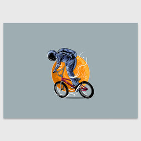 Поздравительная открытка с принтом Космический велосипедист (Z) в Кировске, 100% бумага | плотность бумаги 280 г/м2, матовая, на обратной стороне линовка и место для марки
 | Тематика изображения на принте: bicycle | bicyclist | bike | biker | bmx | cycle | galaxy | moon | rider | space | stars | байкер | бмх | вело | велогонщик | велосепедист | велосипед | велоспорт | гонщик | космос | луна
