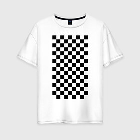 Женская футболка хлопок Oversize с принтом Шахматный пол в Кировске, 100% хлопок | свободный крой, круглый ворот, спущенный рукав, длина до линии бедер
 | дельта | заговор | иллюминаты | масонство | масоны | наблюдение | наугольник | текстура | циркуль | шахматка