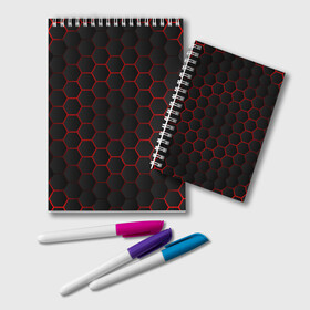 Блокнот с принтом 3D black & red в Кировске, 100% бумага | 48 листов, плотность листов — 60 г/м2, плотность картонной обложки — 250 г/м2. Листы скреплены удобной пружинной спиралью. Цвет линий — светло-серый
 | Тематика изображения на принте: 3d кубики | 3д кубики | sport | абстракция | брызги | краска | кубики | линии | паттерн | спорт | спортивная | спортивный стиль | стиль | текстуры | тренировка | узор