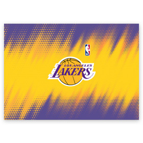 Поздравительная открытка с принтом Los Angeles Lakers в Кировске, 100% бумага | плотность бумаги 280 г/м2, матовая, на обратной стороне линовка и место для марки
 | basketball | game | lakers | los angeles | los angeles lakers | nba | sport | баскетбол | игра | лейкерс | лос анджелес | лос анджелес лейкерс | нба | спорт