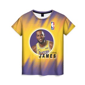 Женская футболка 3D с принтом LeBron James в Кировске, 100% полиэфир ( синтетическое хлопкоподобное полотно) | прямой крой, круглый вырез горловины, длина до линии бедер | basketball | game | james | lakers | lebron | lebron james | los angeles | los angeles lakers | nba | player | sport | баскетбол | баскетболист | джеймс | игра | игрок | леброн | леброн джеймс | лейкерс | лос анджелес | лос анджелес лейке