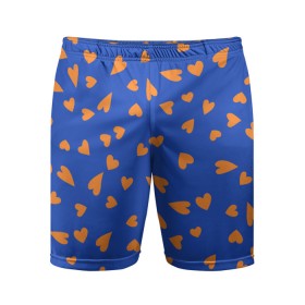 Мужские шорты спортивные с принтом Просто сердечки на синем в Кировске,  |  | Тематика изображения на принте: 