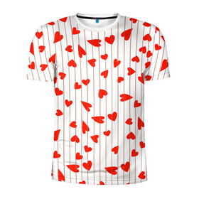 Мужская футболка 3D спортивная с принтом Просто сердечки в Кировске, 100% полиэстер с улучшенными характеристиками | приталенный силуэт, круглая горловина, широкие плечи, сужается к линии бедра | heart | hearts | lines | red | в | забавные | красные | линии | любовь | полоску | полосы | прикольные | рисунки | сердечки | сердце