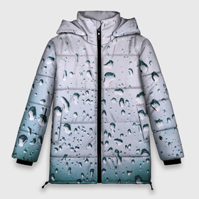 Женская зимняя куртка 3D с принтом Капли окно стекло дождь серо в Кировске, верх — 100% полиэстер; подкладка — 100% полиэстер; утеплитель — 100% полиэстер | длина ниже бедра, силуэт Оверсайз. Есть воротник-стойка, отстегивающийся капюшон и ветрозащитная планка. 

Боковые карманы с листочкой на кнопках и внутренний карман на молнии | абстракция | блики | боке | брызги | вечер | вода | градиент | дача | дождь | капли | капли на стекле | лес | лето | мрачно | окно | природа | роса | свет | силуэты | симметрия | текстура | темный | фото