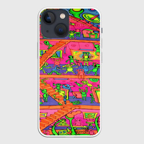 Чехол для iPhone 13 mini с принтом ИНОПЛАНЕТЯНЕ   КИСЛОТА в Кировске,  |  | abstract | abstraction | color | geometry | paitnt | psy | абстракция | геометрия | краски | неоновые | психоделика