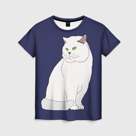 Женская футболка 3D с принтом Белый британский котик в Кировске, 100% полиэфир ( синтетическое хлопкоподобное полотно) | прямой крой, круглый вырез горловины, длина до линии бедер | cat | cute | kitten | meow | британец | британский | взгляд | друзья | животные | зверек | зверюшки | каваи | киска | котенок | котик | коты | котята | кошак | кошечки | кошки | лапы | милые | мордочка | мяу | няшные