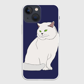 Чехол для iPhone 13 mini с принтом Белый британский котик в Кировске,  |  | cat | cute | kitten | meow | британец | британский | взгляд | друзья | животные | зверек | зверюшки | каваи | киска | котенок | котик | коты | котята | кошак | кошечки | кошки | лапы | милые | мордочка | мяу | няшные