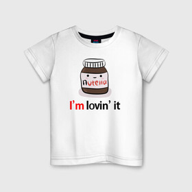 Детская футболка хлопок с принтом Nutella в Кировске, 100% хлопок | круглый вырез горловины, полуприлегающий силуэт, длина до линии бедер | nutella | вкусно | вкусняшка | любовь | нутелла | нутэлла | сладкое