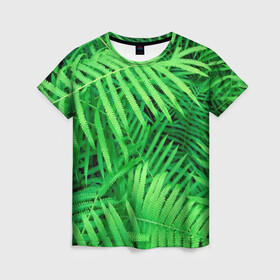Женская футболка 3D с принтом SUMMER TEXTURE в Кировске, 100% полиэфир ( синтетическое хлопкоподобное полотно) | прямой крой, круглый вырез горловины, длина до линии бедер | summer | tropic | жара | летний | лето | отдых | пальмы | природа | текстура | тропикано | тропики