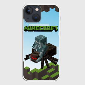 Чехол для iPhone 13 mini с принтом Minecraft паук в Кировске,  |  | Тематика изображения на принте: minecraft | копатель | кубики | майкрафт | майнкрафт | мморг | мультиплеер | пиксели | пиксельная игра | развивающая игра | рпг | строительство | стройка