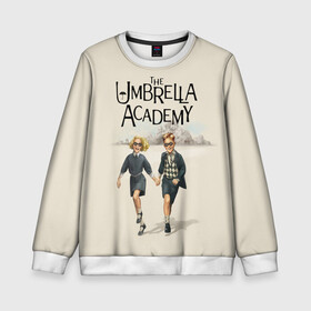 Детский свитшот 3D с принтом The umbrella academy в Кировске, 100% полиэстер | свободная посадка, прямой крой, мягкая тканевая резинка на рукавах и понизу свитшота | dark horse comics | netflix | the umbrella academy | umbrella | академия амбрелла | белая скрипка | бен харгривз | комикс | комильфо | космобой | кракен | реджинальд харгривз | сеанс | слух