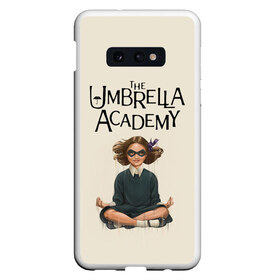 Чехол для Samsung S10E с принтом The umbrella academy в Кировске, Силикон | Область печати: задняя сторона чехла, без боковых панелей | dark horse comics | netflix | the umbrella academy | umbrella | академия амбрелла | белая скрипка | бен харгривз | комикс | комильфо | космобой | кракен | реджинальд харгривз | сеанс | слух