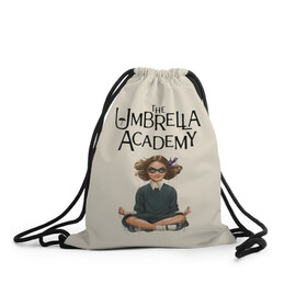 Рюкзак-мешок 3D с принтом The umbrella academy в Кировске, 100% полиэстер | плотность ткани — 200 г/м2, размер — 35 х 45 см; лямки — толстые шнурки, застежка на шнуровке, без карманов и подкладки | dark horse comics | netflix | the umbrella academy | umbrella | академия амбрелла | белая скрипка | бен харгривз | комикс | комильфо | космобой | кракен | реджинальд харгривз | сеанс | слух