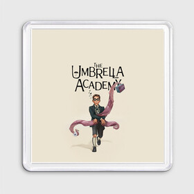 Магнит 55*55 с принтом The umbrella academy в Кировске, Пластик | Размер: 65*65 мм; Размер печати: 55*55 мм | Тематика изображения на принте: dark horse comics | netflix | the umbrella academy | umbrella | академия амбрелла | белая скрипка | бен харгривз | комикс | комильфо | космобой | кракен | реджинальд харгривз | сеанс | слух