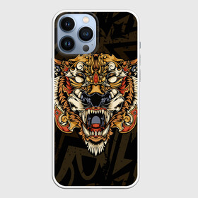 Чехол для iPhone 13 Pro Max с принтом Тигровый стимпанк (Tiger) в Кировске,  |  | Тематика изображения на принте: барс | волк | детёныш | джунгли | енот | животное | злость | зубр | клыки | кот | лев | леопард | лес | листья | львица | медведь | монстр | оскал | охотник | пасть | полосы | пятнистая | рык | рычание | тигр