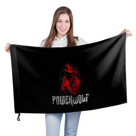 Флаг 3D с принтом POWERWOLF в Кировске, 100% полиэстер | плотность ткани — 95 г/м2, размер — 67 х 109 см. Принт наносится с одной стороны | hardcore | metal | music | powerwolf | punk | rock | волки | метал | музыка | панк | рок