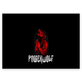 Поздравительная открытка с принтом POWERWOLF в Кировске, 100% бумага | плотность бумаги 280 г/м2, матовая, на обратной стороне линовка и место для марки
 | Тематика изображения на принте: hardcore | metal | music | powerwolf | punk | rock | волки | метал | музыка | панк | рок