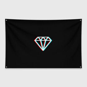 Флаг-баннер с принтом Glitch Diamond в Кировске, 100% полиэстер | размер 67 х 109 см, плотность ткани — 95 г/м2; по краям флага есть четыре люверса для крепления | diamond | glitch | rgb | алмаз | глитч | глич