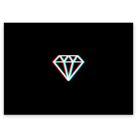 Поздравительная открытка с принтом Glitch Diamond в Кировске, 100% бумага | плотность бумаги 280 г/м2, матовая, на обратной стороне линовка и место для марки
 | Тематика изображения на принте: diamond | glitch | rgb | алмаз | глитч | глич