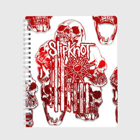 Тетрадь с принтом Slipknot в Кировске, 100% бумага | 48 листов, плотность листов — 60 г/м2, плотность картонной обложки — 250 г/м2. Листы скреплены сбоку удобной пружинной спиралью. Уголки страниц и обложки скругленные. Цвет линий — светло-серый
 | band | corey taylor | jim root | metal | mick thomson | music | official | slipknot | альтернативный | глэм | готик | гранж | метал | музыка | пост | рок | слипкнот | хард