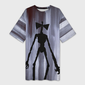 Платье-футболка 3D с принтом Сиреноголовый в Кировске,  |  | head | sirenhead | великан | гигант | голова | гуманоид | инопланетянин | клещни | кости | криптид | мистика | монстр | нло | пришелец | сирена | сиреноголовый | скелет | страшный | существа | тень | титан
