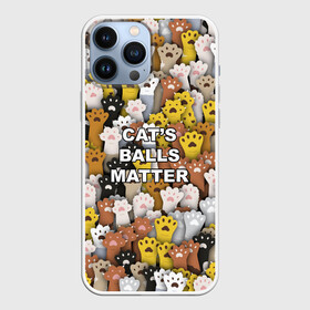 Чехол для iPhone 13 Pro Max с принтом Cats Balls Matter в Кировске,  |  | black lives matter | blm | жизни черных | кот | котии | кошка | лапки | паттерн | протест | толпа | яйца