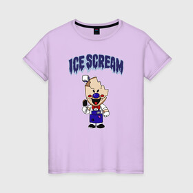 Женская футболка хлопок с принтом Ice Scream в Кировске, 100% хлопок | прямой крой, круглый вырез горловины, длина до линии бедер, слегка спущенное плечо | horror | ice scream | neighborhood | аркадный | хоррор