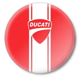 Значок с принтом DUCATI в Кировске,  металл | круглая форма, металлическая застежка в виде булавки | ducati | moto | дукати | мото | мотоспорт