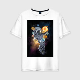 Женская футболка хлопок Oversize с принтом Астронавт в Кировске, 100% хлопок | свободный крой, круглый ворот, спущенный рукав, длина до линии бедер
 | 