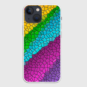 Чехол для iPhone 13 mini с принтом Яркая мозаика в Кировске,  |  | желтый | зелёный | красный | мозаика | оранжевый | радуга | синий | фиолетовый | цвета | яркие | яркие цвета