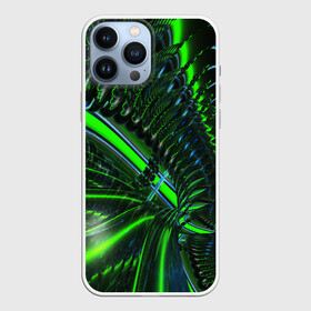 Чехол для iPhone 13 Pro Max с принтом DIGITAL NEON GREEN в Кировске,  |  | Тематика изображения на принте: abstract | abstraction | color | fractal | geometry | paitnt | psy | rdtktr | абстракция | геометрия | краски | неоновые | психоделика | фрактал