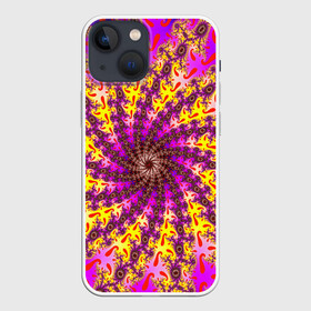 Чехол для iPhone 13 mini с принтом НЕОНОВЫЙ РОЗОВЫЙ ФРАКТАЛ в Кировске,  |  | abstract | abstraction | color | fractal | geometry | paitnt | psy | rdtktr | абстракция | геометрия | краски | неоновые | психоделика | фрактал