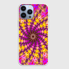 Чехол для iPhone 13 Pro Max с принтом НЕОНОВЫЙ РОЗОВЫЙ ФРАКТАЛ в Кировске,  |  | abstract | abstraction | color | fractal | geometry | paitnt | psy | rdtktr | абстракция | геометрия | краски | неоновые | психоделика | фрактал