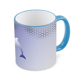 Кружка с принтом Минималистичный дельфин в Кировске, керамика | ёмкость 330 мл | dolphin | minimalism | sea | дельфин | минимализм | море