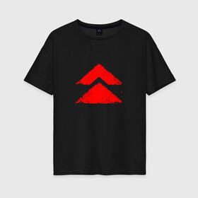 Женская футболка хлопок Oversize с принтом Ghost of Tsushima Red Logo (Z) в Кировске, 100% хлопок | свободный крой, круглый ворот, спущенный рукав, длина до линии бедер
 | game | ghost of tsushima | jin sakai | samurai | дзин сакай | игра | призрак цусимы | самурай