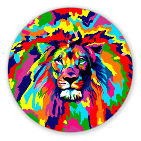 Коврик для мышки круглый с принтом Лев Artistic Art в Кировске, резина и полиэстер | круглая форма, изображение наносится на всю лицевую часть | king | lion | neon | африка | голова | граффити | грива | дикий | животные | зверь | зодиак | картина | король | краски | красочный | лев | львенок | львиное | львица | неон | неоновые | радуга | радужный | рисунок