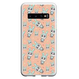 Чехол для Samsung Galaxy S10 с принтом ЗАЙКИ в Кировске, Силикон | Область печати: задняя сторона чехла, без боковых панелей | Тематика изображения на принте: девушкам | детская | детям | женская | животные | зайка | зайки | заяц | кролик | милота | милый | паттерн