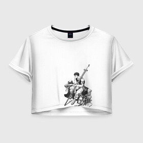 Женская футболка Crop-top 3D с принтом Берсерк сидит в Кировске, 100% полиэстер | круглая горловина, длина футболки до линии талии, рукава с отворотами | berserk | берсерк | гатс | манга | меч | чёрный мечник