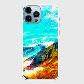 Чехол для iPhone 13 Pro Max с принтом Японские горы в Кировске,  |  | art | japan | summer | азия | акварель | восток | восход | горы | деревья | искусство | картина | краски | красочный | лес | летние | лето | мазки | небесный | облака | пейзаж | природа | разноцветные | рассвет