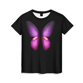 Женская футболка 3D с принтом Butterfly в Кировске, 100% полиэфир ( синтетическое хлопкоподобное полотно) | прямой крой, круглый вырез горловины, длина до линии бедер | butterfly | арт | бабочка | крылья | насекомые | фауна