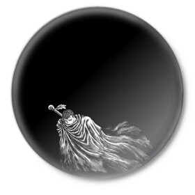 Значок с принтом berserk в Кировске,  металл | круглая форма, металлическая застежка в виде булавки | berserk | аниме | берсерк | гатс | манга | черный мечник