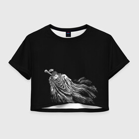 Женская футболка Crop-top 3D с принтом berserk в Кировске, 100% полиэстер | круглая горловина, длина футболки до линии талии, рукава с отворотами | berserk | аниме | берсерк | гатс | манга | черный мечник